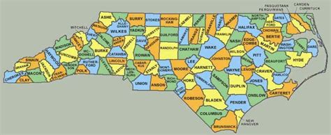 96 Camden County 10,867. 97 Jones County 9,419. 98 Graham County 8,441. 99 Hyde County 4,937. 100 Tyrrell County 4,016. Map of North Carolina counties with county seats. Free online map of North Carolina showing counties with names. Map of the centers of the districts of North Carolina. 